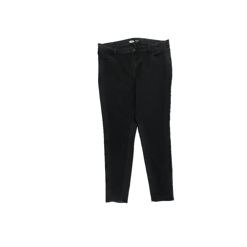 Old Navy Super‎ Skinny Jeans Women 16 Black Mid Rise Denim Pants